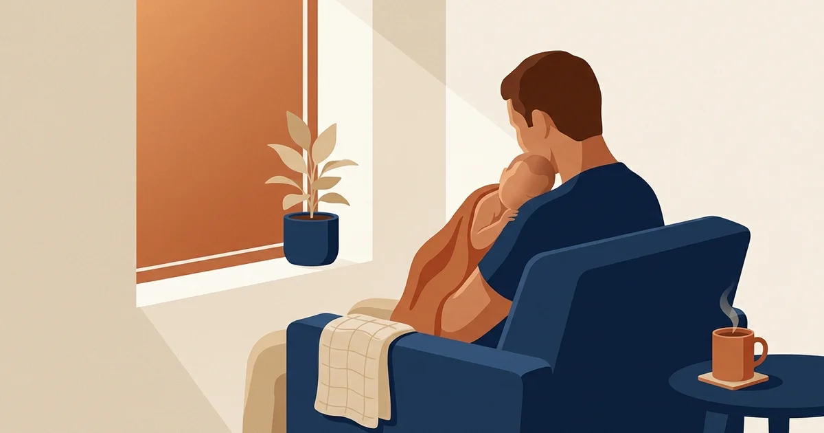 Illustration éditoriale — 100 premiers jours avec bébé, vie de famille
