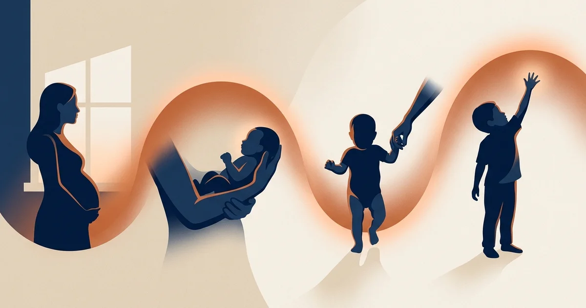 Illustration éditoriale — les 1000 premiers jours de bébé, développement