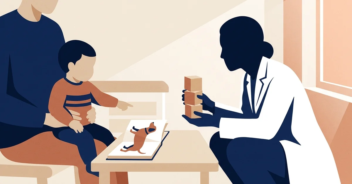 Illustration éditoriale — développement psychomoteur 18 mois, étapes clés